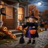 Kiddokids Witch Costume for Girls- Light-Up Dress with Hat & Broom Accessories, Halloween Costume Set for 3-12 Years, Purple Witch Outfit for Halloween Parties & Role Play view 2