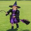 Kiddokids Witch Costume for Girls- Light-Up Dress with Hat & Broom Accessories, Halloween Costume Set for 3-12 Years, Purple Witch Outfit for Halloween Parties & Role Play view 3