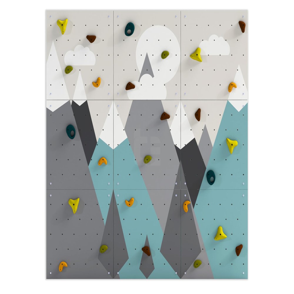 Climbing Wall for Kids, Mountain Climbing Wall, Wooden Wall for Kids - LEZUN Colorful Mountains (6 Panels, Green Mountains)
