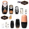 Tngan Halloween Nesting Dolls, 5Pcs 6"" Tall Russian Nesting Dolls, Handmade Matryoshka for Kids, Wooden Stacking Toys for Halloween Home Party Decorations (Pumpkin Girls) view 3