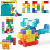 TENYEAH 56 PCS Magnetic Blocks, Transparent Magnet Building Blocks for Toddlers, Preschool Educational Construction Kit, Sensory Montessori Autism Toys for Kids Girls Boys 3+ view 1