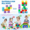 TENYEAH 56 PCS Magnetic Blocks, Transparent Magnet Building Blocks for Toddlers, Preschool Educational Construction Kit, Sensory Montessori Autism Toys for Kids Girls Boys 3+ view 3