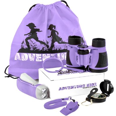 Adventure Kidz - Outdoor Exploration Kit, Childrens Toy Binoculars with Case, Flashlight, Compass, Fox Whistle, Magnifying Glass, Backpack. Great Kids Set for Camping, Hiking, STEM, Pretend Play.