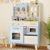 BIERUM Play Kitchen with Realistic Lights & Sounds, Wooden Kitchen Playset Chef Pretend Play Set for Toddlers, Toy Kitchen with 26 Pcs Toy Food & Cookware Accessories, Gift for Ages 3+ view 1