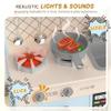 BIERUM Play Kitchen with Realistic Lights & Sounds, Wooden Kitchen Playset Chef Pretend Play Set for Toddlers, Toy Kitchen with 26 Pcs Toy Food & Cookware Accessories, Gift for Ages 3+ view 2