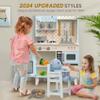 BIERUM Play Kitchen with Realistic Lights & Sounds, Wooden Kitchen Playset Chef Pretend Play Set for Toddlers, Toy Kitchen with 26 Pcs Toy Food & Cookware Accessories, Gift for Ages 3+ view 4