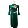 A10 The lotus flowers embroidered green Ao dai Vietnam Vietnamese Traditional Ao Dai For Women, Vietnamese Dress For Women, Ao Dai Dress For Women ao dai Tet Lunar New Year (4XL) view 1