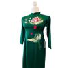 A10 The lotus flowers embroidered green Ao dai Vietnam Vietnamese Traditional Ao Dai For Women, Vietnamese Dress For Women, Ao Dai Dress For Women ao dai Tet Lunar New Year (4XL) view 3