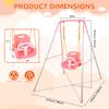 3-in-1 Toddler Swing Set, Indoor & Outdoor Baby Swing Heavy Duty Swing Set with Foldable Metal Stand for Aged 6 Months to 10 Years Old, Easy to Assemble and Store (Pink) view 2