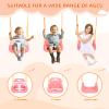 3-in-1 Toddler Swing Set, Indoor & Outdoor Baby Swing Heavy Duty Swing Set with Foldable Metal Stand for Aged 6 Months to 10 Years Old, Easy to Assemble and Store (Pink) view 3