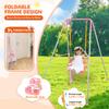 3-in-1 Toddler Swing Set, Indoor & Outdoor Baby Swing Heavy Duty Swing Set with Foldable Metal Stand for Aged 6 Months to 10 Years Old, Easy to Assemble and Store (Pink) view 4