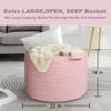 MEGASKET Extra Large Pink Basket, 22"x22"x14" Woven Cotton Rope Bin with Handles, Blanket Storage for Living Room, Baby Kids Toy Storage Bin Box, Wicker Laundry Basket, Pink Room Decor Organizing view 3
