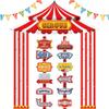 Tlswshsy 17PCS Circus Tent Decorations Set, Circus Door Banner with Awning and Directional Signs, Red and White Circus Welcome Supplies for Circus Theme Party Birthday Home Decor view 1