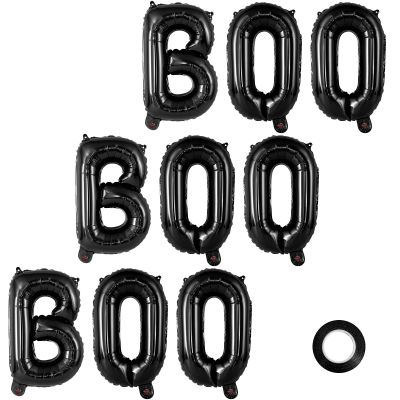 Boo Banner Balloons, 16 Inch Halloween Black Letters Balloons, Foil Mylar Balloons for Happy Boo Day Party Decorations Supplies