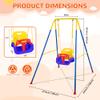 3-in-1 Toddler Swing Set, Indoor & Outdoor Baby Swing Heavy Duty Swing Set with Foldable Metal Stand for Aged 6 Months to 10 Years Old, Easy to Assemble and Store(Blue) view 2