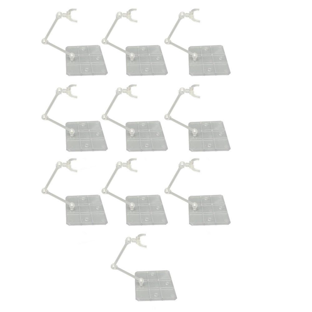 Action Figure Stand, Flexible Acrylic Doll Model Support Holder for 6in Figures, Pack of 10, Adjustable Display Base, Clear, for HG RG SD