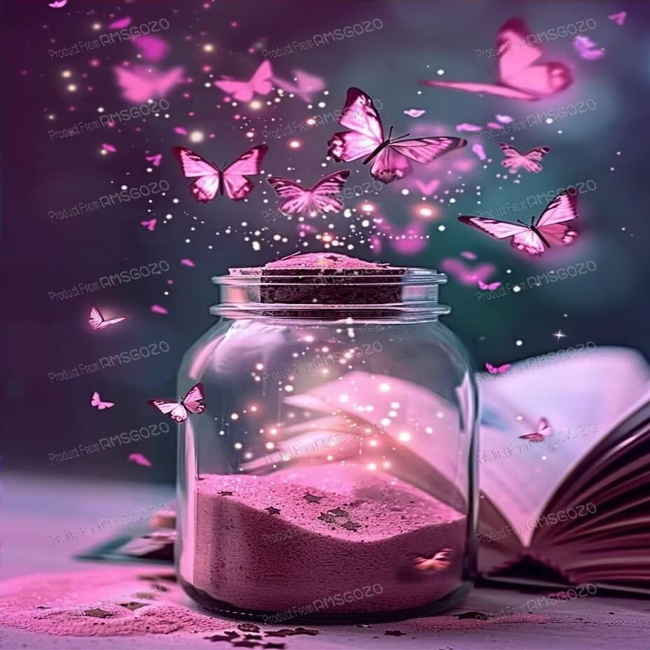 1000 Piece Wooden Puzzles - Pink Butterfly Sand Jar - Jigsaw Puzzles for Adults, Each Piece is Unique, Perfect Family Leisure Gift & Gifts - Puzzles Collectibles