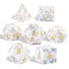 Synthetic Turquoise Marble Dice Set, 7-Piece Polyhedral Dice for Dungeons & Dragons (D&D), Pathfinder, MTG, Tabletop RPG Gaming, Natural Texture Dice with Gold Numbering (White) view 1