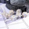 Synthetic Turquoise Marble Dice Set, 7-Piece Polyhedral Dice for Dungeons & Dragons (D&D), Pathfinder, MTG, Tabletop RPG Gaming, Natural Texture Dice with Gold Numbering (White) view 4