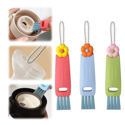 2024 New 3 in 1 Cup Lid Cleaning Brush,Crevice Cleaning Brush Set for Baby Bottle Gap Tight Spaces Cup,3 in 1 Multifunctional Cleaning Brush Portable Cup Lid Cleaner with Brush(3PCS B)