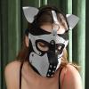 ALMYMM Leather Puppy Mask, Neoprene Puppy Face Muzzle, Removable Full Face Pup Hood Mask, Halloween Mask, Men Cosplay Mask (White) view 2