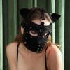 ALMYMM Leather Puppy Mask, Neoprene Puppy Face Muzzle, Removable Full Face Pup Hood Mask, Halloween Mask, Men Cosplay Mask (Black) view 2
