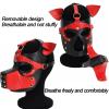 ALMYMM Leather Puppy Mask, Neoprene Puppy Face Muzzle, Removable Full Face Pup Hood Mask, Halloween Mask, Men Cosplay Mask (Red) view 4