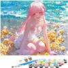 Cartoon Girl Paint by Numbers for Adults, DIY Paint by Number Canvas Acrylic Paint by Numbers Kit, DIY Painting by Numbers for Kits, DIY Oil Painting Home Wall Decor (Without Frame) 90x110cm WK-55 view 1