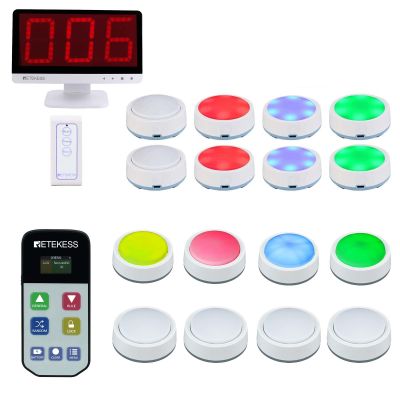 Retekess TM101 Wireless Game Show Buzzer System Bundle with TM102 Family Feud Buzzer,16 Wireless Game Buzzer Buttons for Classroom,Quiz Game,Family Game Night