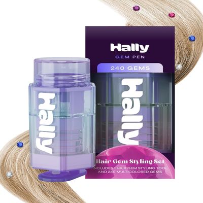 Hair Gem Pen for Girls 240 Stick-On Hair Gems & Stamper Tool Hair Jewels Kit for Kids, Festivals, School, Christmas, Parties, Weddings Easy to Apply & Remove Hair Accessories by Hally Hair