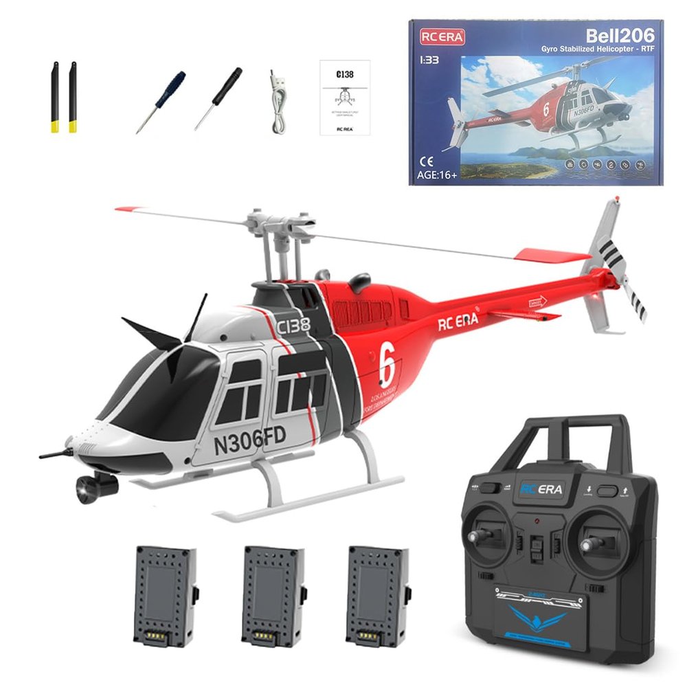 OYDL RC ERA C138 RC Helicopter with 6-axis Gyro, 2.4G 1/30 6CH RC Military Helicopter & 6G/3D Flips & One Key Take Off/Landing, Remote Control Airplane Toys for Adults Beginners - RTF