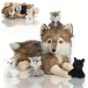 5 Pcs Wolf Stuffed Animal Plush Set 16 Inch Mommy Large Stuffed Wolf Plush with 4 Babies Wolves, Realistic Plush Wolf Toys Soft Wolf Plushies for Kids Boys Girls Birthday Easter Stuffers Gifts view 1