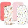4 Pack Bassinet Fitted Sheets Compatible with 19" x 33" Koolababy/Koolerthings, BCOL, Semphis, Cowiewie and IKOMZY Baby Bassinet, Soft and Skin-Friendly, Pink and Rabbit view 1
