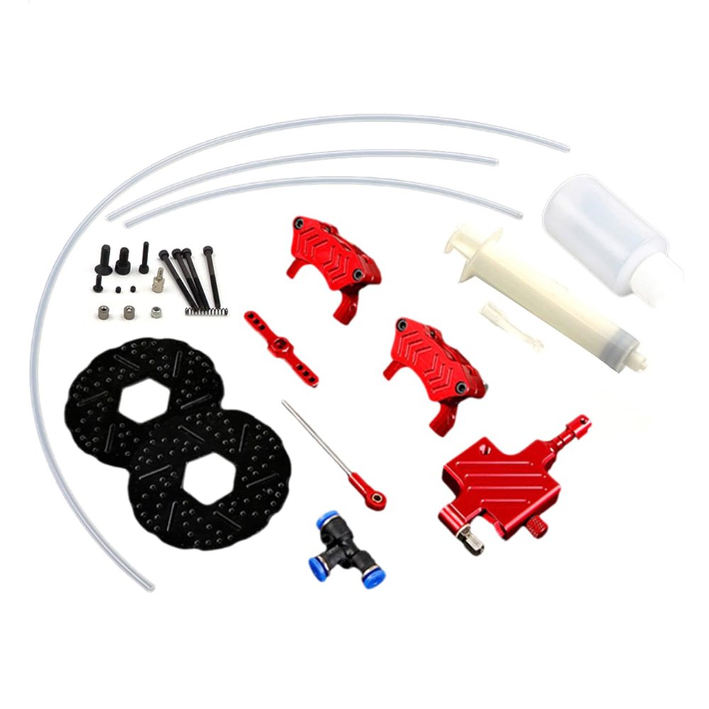 FLMLF CNC Front Wheel Hydraulic Disc Brake Set for 1/5 HPI ROFUN ROVAN KM Baja 5B 5T 5SC SS Rc Car Parts (Red)