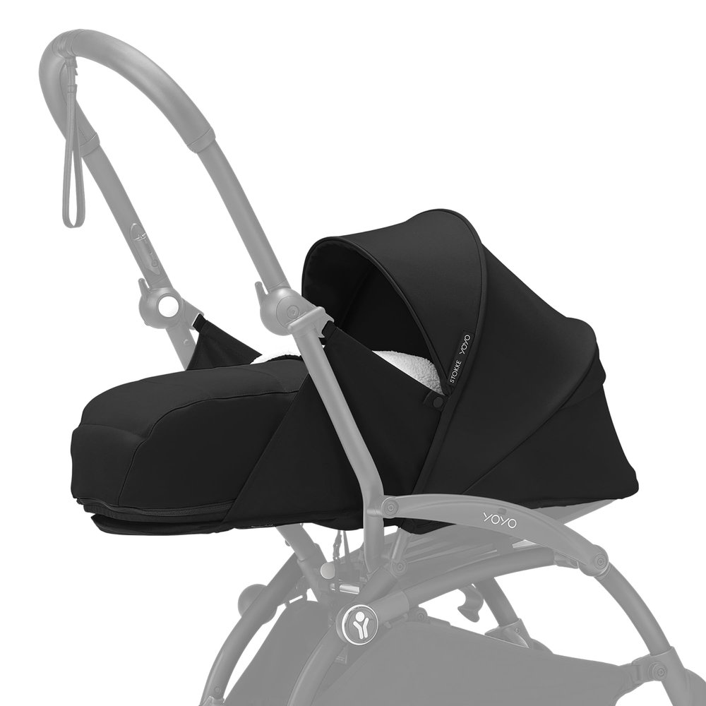 Stokke YOYO 0+ Newborn Pack, Black - Includes Mattress, Extendable Canopy & Five-Point Harness - Requires YOYO3 Frame (Sold Separately)