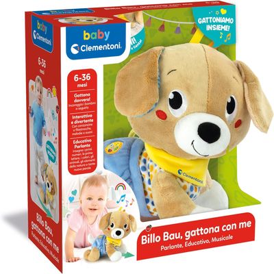 Clementoni Baby Billo Build Cat With Me Plush Animal Learning Crawling Children's Play 6-36 Months Learning Numbers Words Animal Trips Italian Language 17986