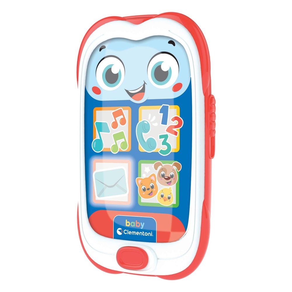 Clementoni Baby Smartphone Red  First Toy Phone for Children 6 Months, Mobile Game, Musical, Interactive Electronic Gift Talking, Lights and Sounds, Early Childhood Fake Phone, 17930