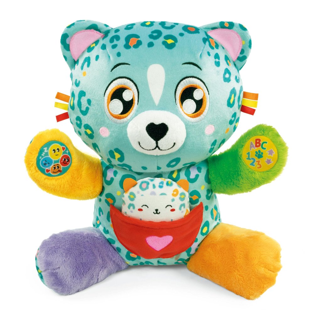 Clementoni Baby Cleo and Leo, Interactive Speaking Plush Animal with Small Puppy for Children from 6 Months and Above Activity Centre to Promote Emotional, Sensory and Cognitive
