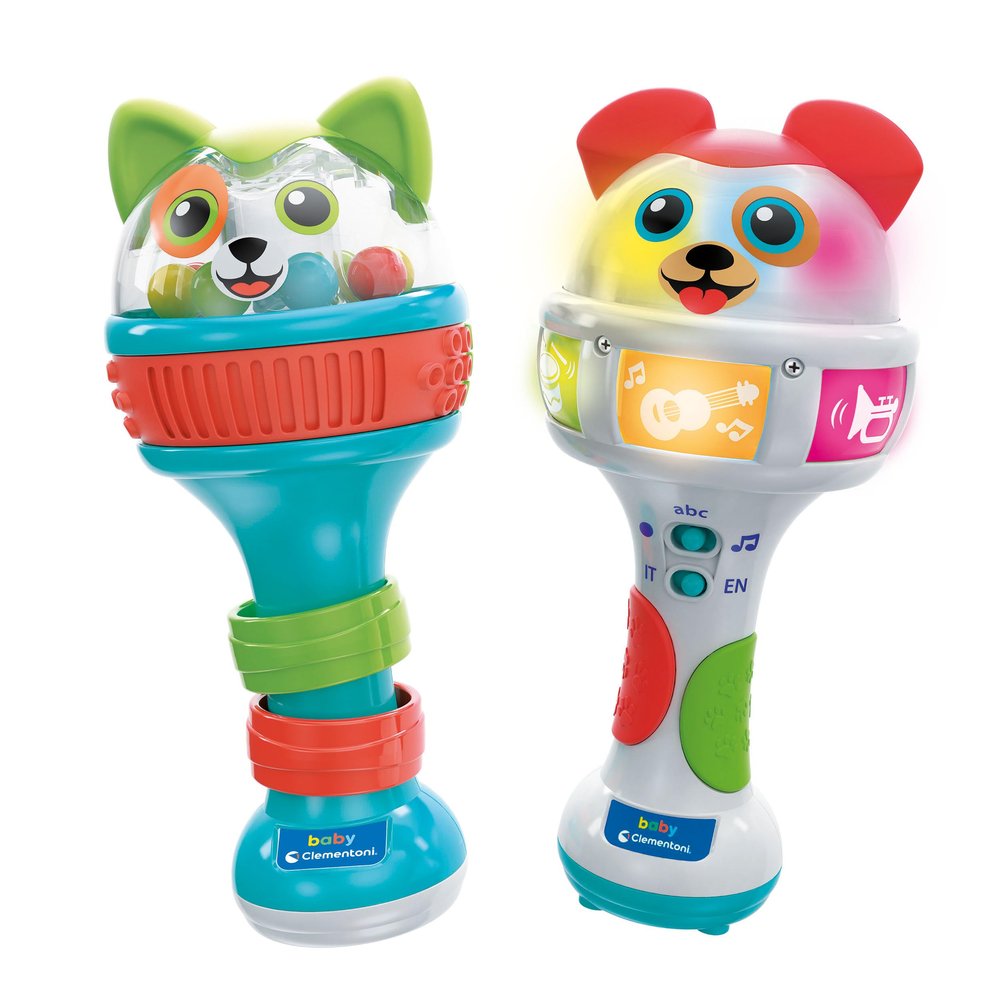 Clementoni Baby Maracas Puppy Friends - 2 Maracas for 6 Months, Early Childhood Musical Game, Percussion to Shake Like a Rattle, Interactive Electronic Musical Instrument, 17985