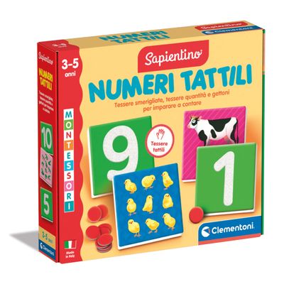 Clementoni - Sapientino Tattili-Game 3 Years, Montessori Flashcards, Educational Cards for Knowing Numbers, Learning to Count, Made in Italy, 16854, Multicoloured