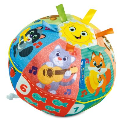 Clementoni Baby Baby Ball Sounds and Sings, Electronic Game for Children 6+ Months, with Sounds and Soft Melodies, Soft Fabric, Stimulates Manuality, Touch and Motor Skills, Italian Language,