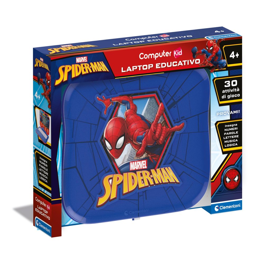 Clementoni Marvel Spiderman 16481 Laptop - educational game 4 years, computer kid, electronic Italian speaking gift, children's computer for learning letters, numbers, new words,