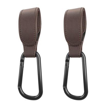 2X Stroller Hooks Multifunctional Adjustable PU-Leather Clip Your-Hands to-Hang Purse Shopping Diaper Bag 2 Pcs Portable Stroller Hook Adjustable Clip-hang Your Bag
