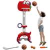 Qaba 5-in-1 Kids Basketball Hoop, Toddler Sports Activity Center, 5 Level Adjustable Height Basketball Goal with Soccer, Golf, Ring Toss & Throw Ball Game for Boys Girls 3-6 Years Indoor, Red view 1