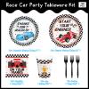 XIENBLOC 120pcs Racing Car Party Plates Napkins Checked Race Car Birthday Supplies Boys Kids Disposable Tableware Set Paper Cups Forks for Race Car Theme Party Decorations,24 Guests view 2