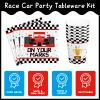 XIENBLOC 120pcs Racing Car Party Plates Napkins Checked Race Car Birthday Supplies Boys Kids Disposable Tableware Set Paper Cups Forks for Race Car Theme Party Decorations,24 Guests view 4