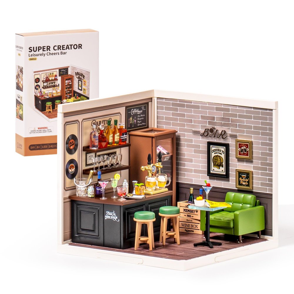 Wowood Super Creator-Mini Blocks Model Building Set for Adults, Miniature Plastic House Kit Super Store-Building Blocks Toys for Teens 8-12, DIY Crafts/Hobbies for Teens&Adults (Leisurely Cheers Bar)