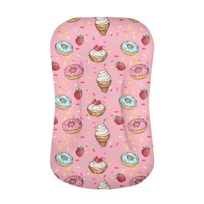 Daulesho Pink Ice Cream Donuts Mini Crib Sheets Cartoon Cupcake Strawberry Fitted Crib Sheet for Toddler Mattresses Dessert Party Soft Breathable Baby Crib Sheets