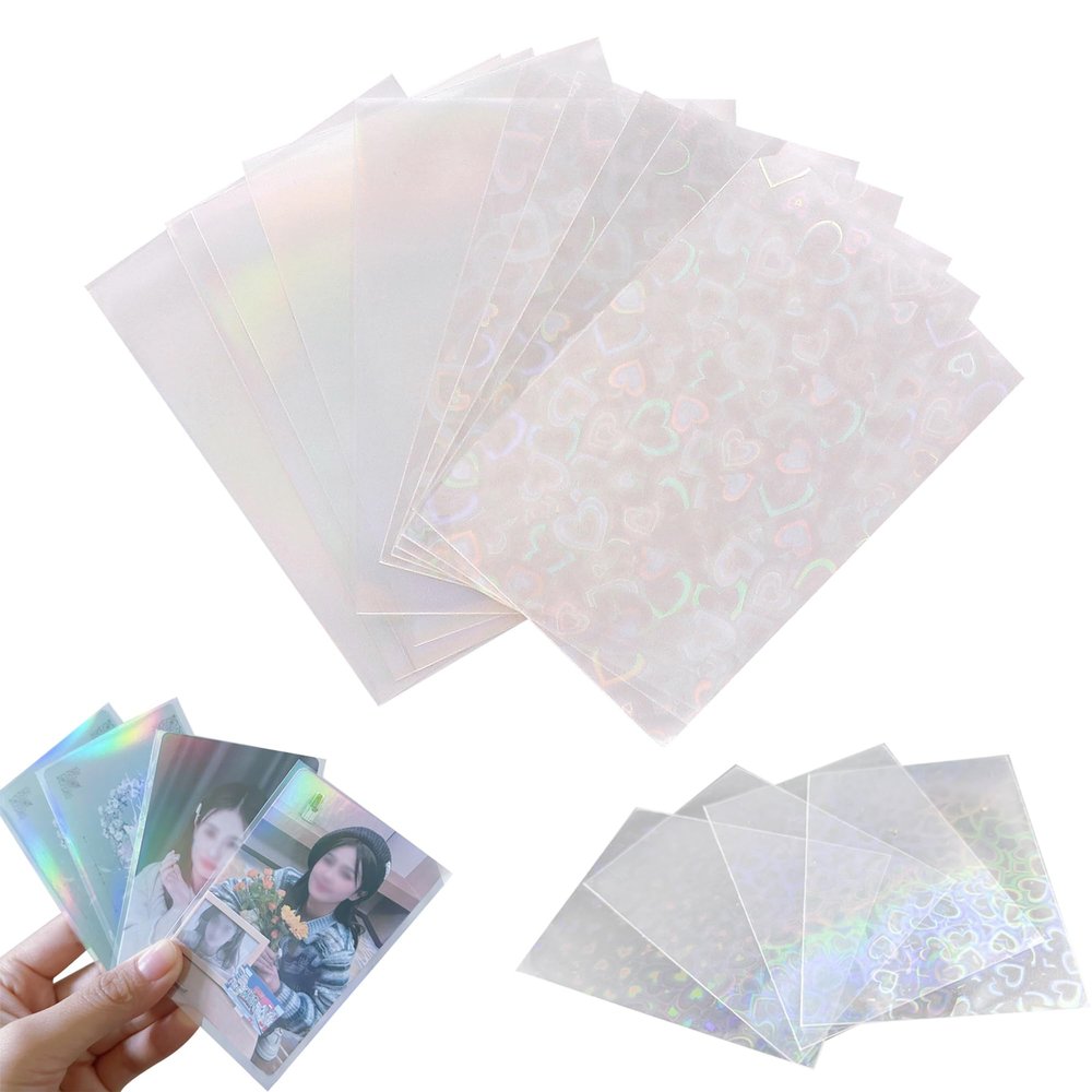 100 Glitters Kpop Photocard Sleeves Trading Card Shield Cover Board Game Card Film Transparent Protective Sleeves for Photo 61x91mm