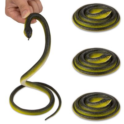 HATOFF 4 Pcs 31.5" Realistic Rubber Snake Toy Fake Snake Toy for Prank, Garden Props to Keep Birds Away, Gag Gift for Halloween April Fool's Day